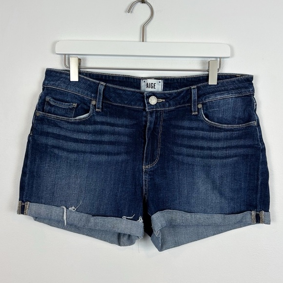 PAIGE Denim Jimmy Jimmy Short Dark Wash Size 31 - Picture 1 of 7